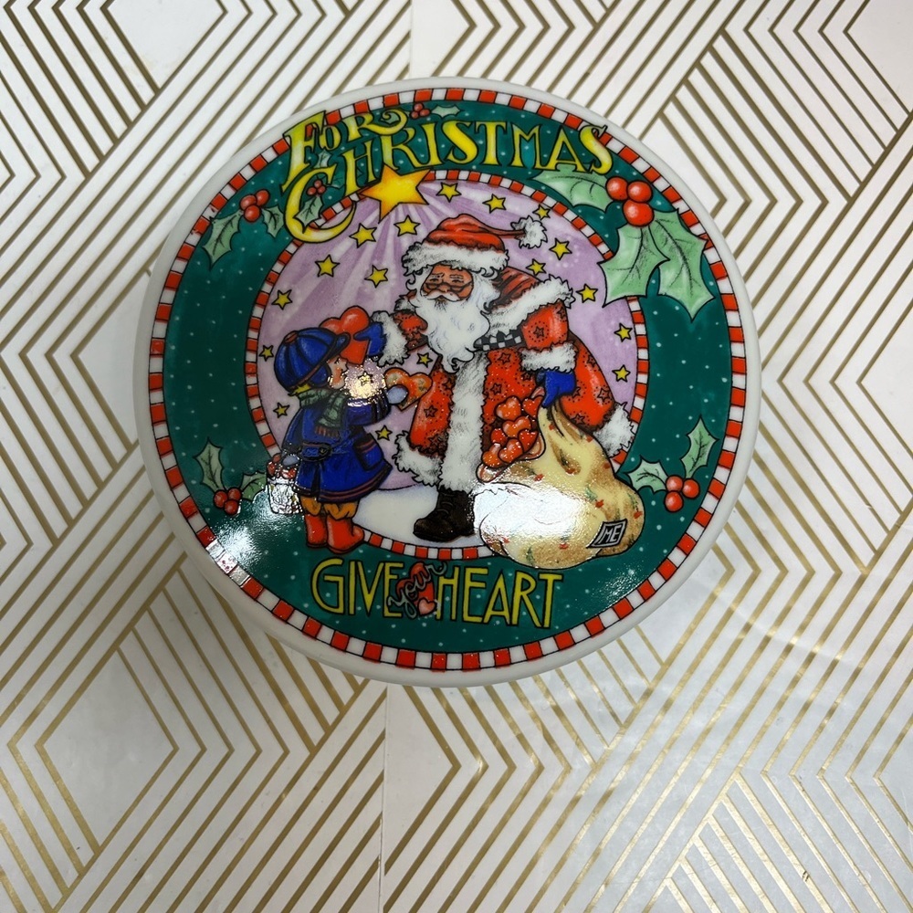 Vintage Mary Engelbreit Large Trinket Box For Christmas Give Heart